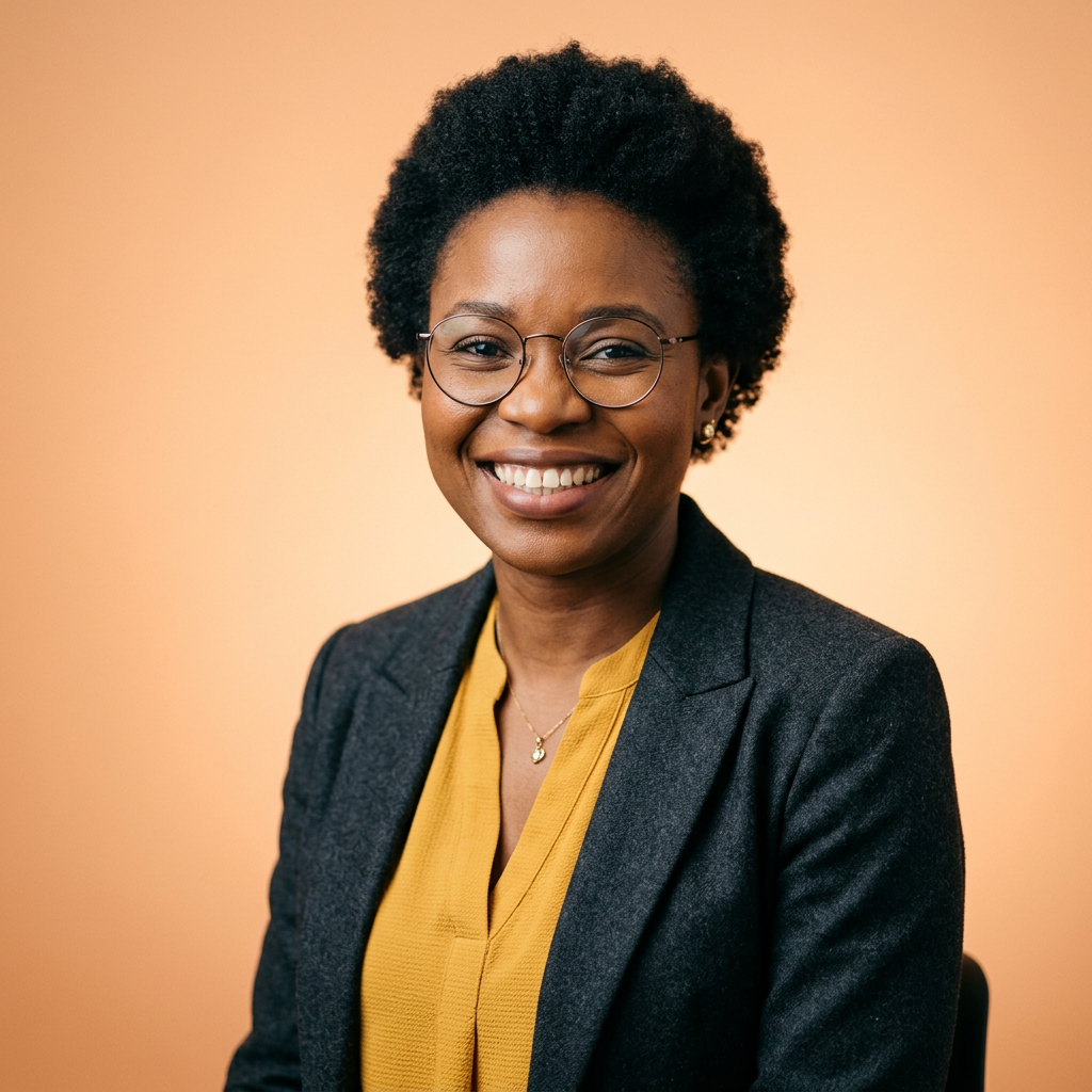 Portrait d'une responsable commerciale souriante, image générée